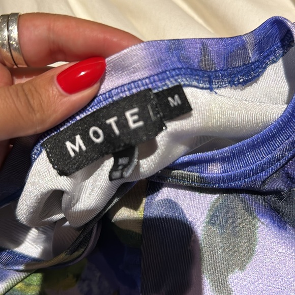 MOTEL ROCKS Sianda Crop Top In Abstract Watercolour Blue - Picture 7 of 7